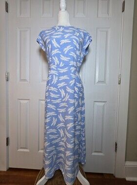 Loft Womens Light Blue Dragonfly Print Maxi Dress